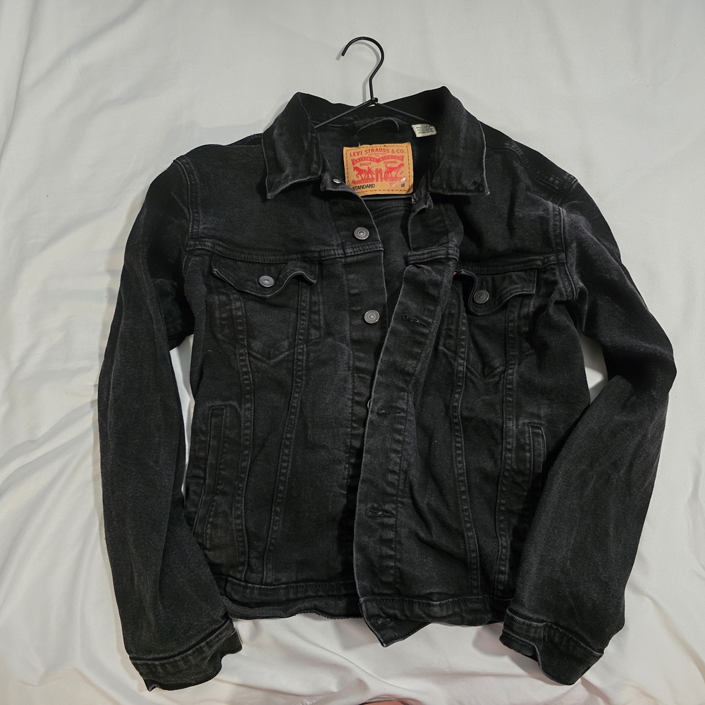 MENS Lecvi's Black Jean Jacket Classic Trucker Style